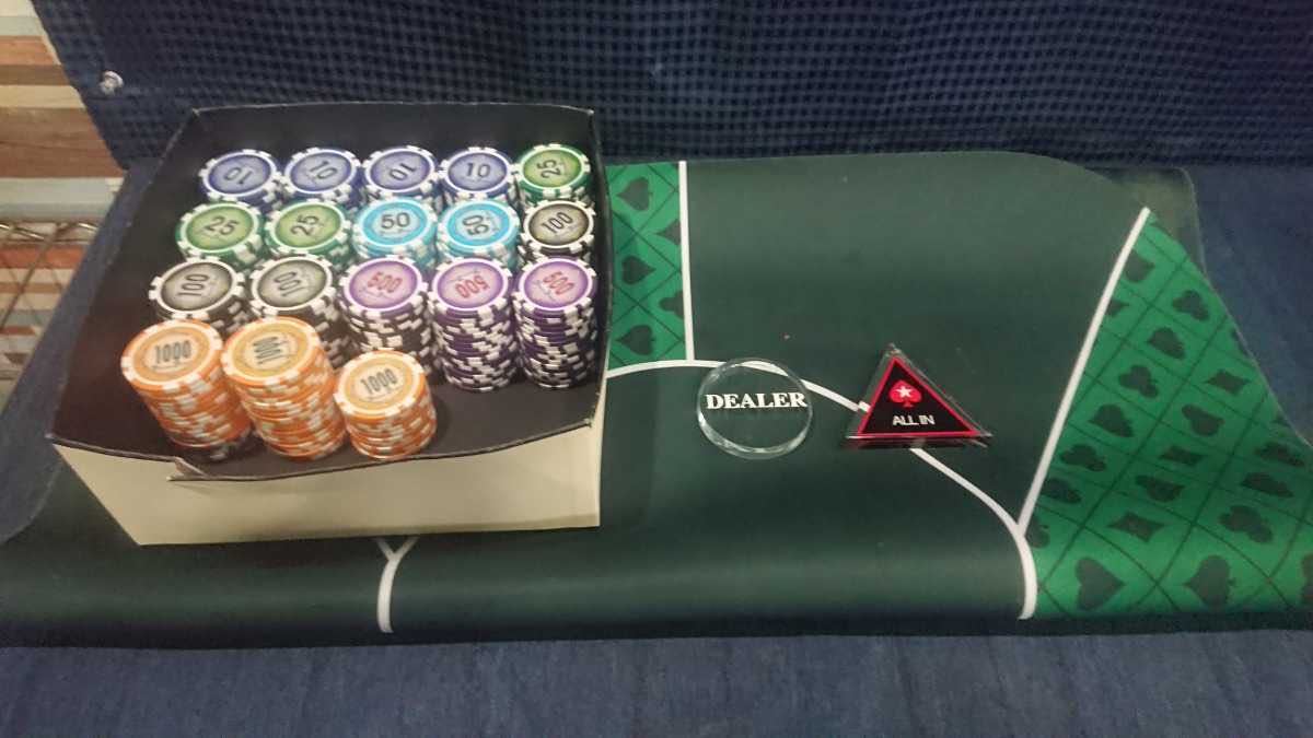 ショッピング純正 EPTポーカーチップ 1000枚 + ALL-INマーカー+dealer