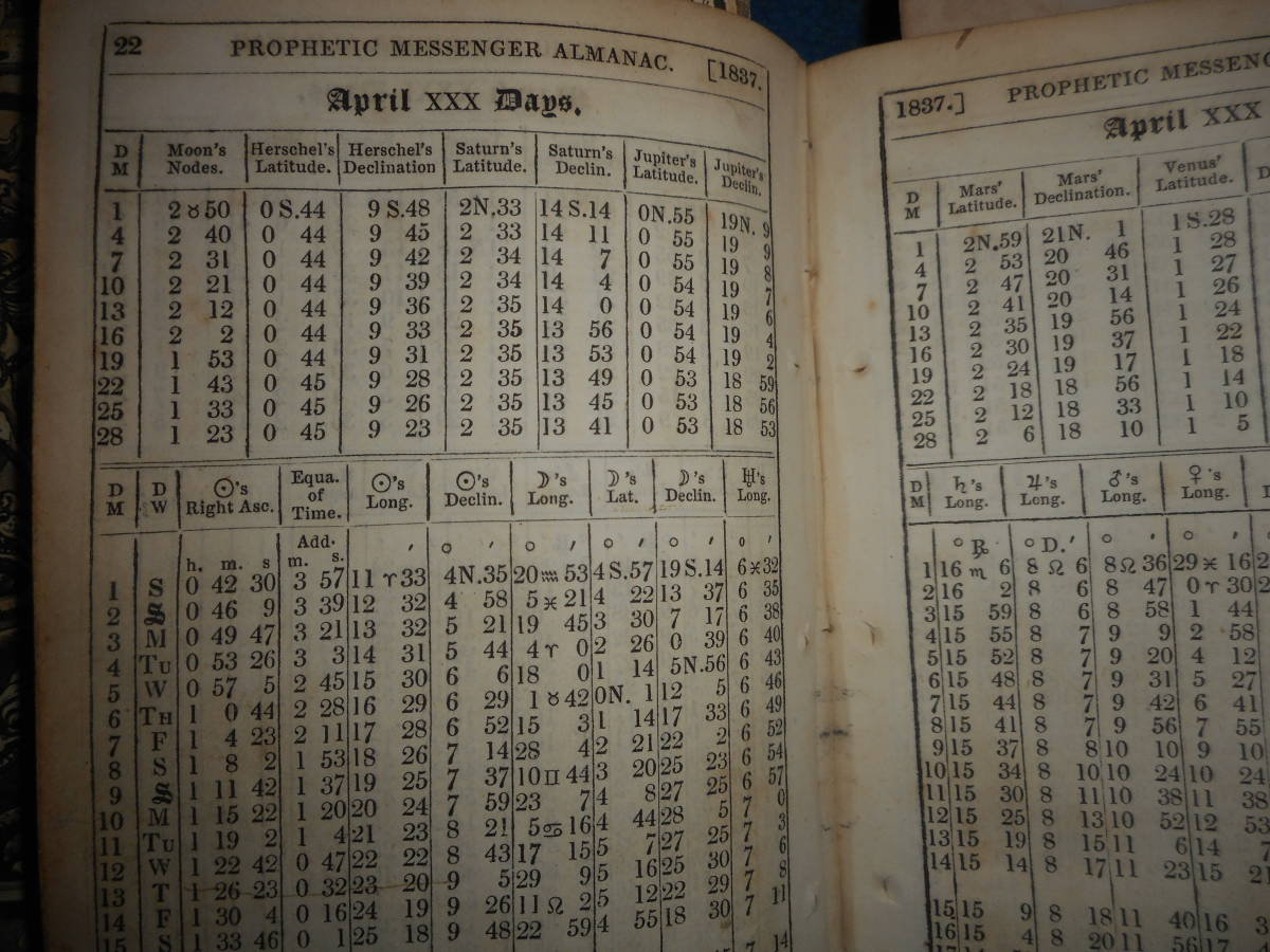 即決 1831-1840年イギリス『ホワイトの天体暦』天文暦学書、天体 即決 1831-1840年イギリス『ホワイトの天体暦』天文暦学書、天体