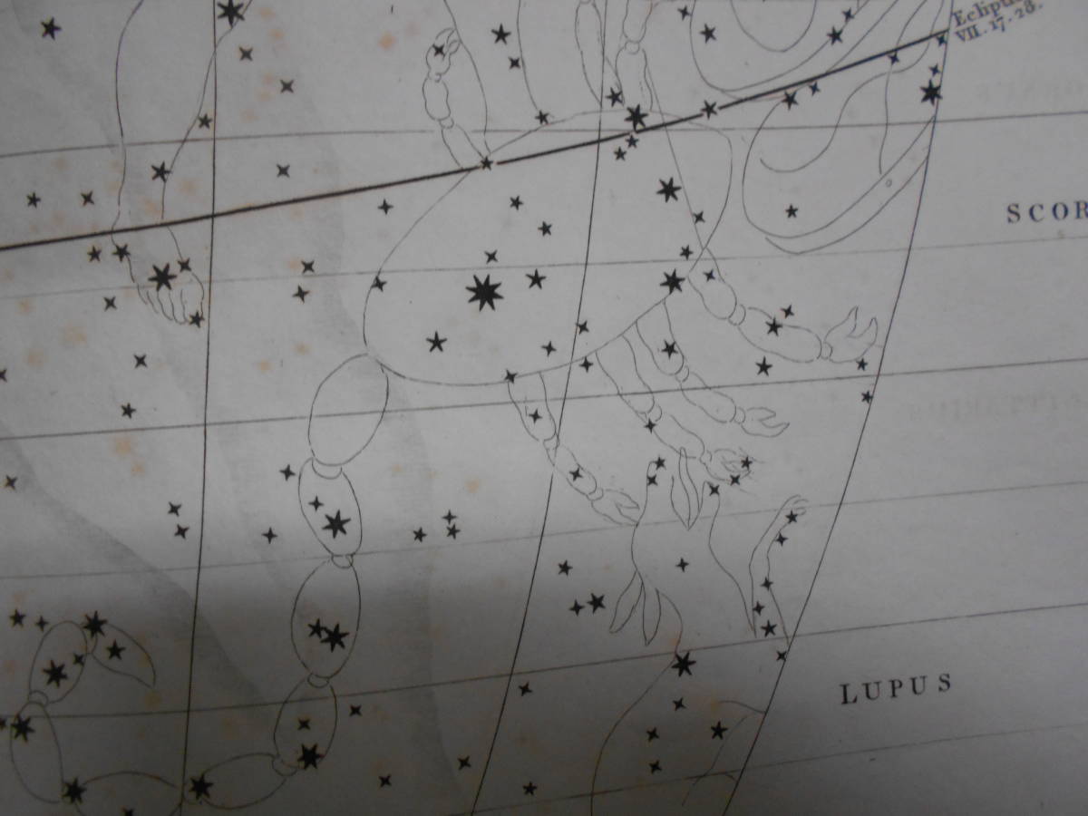 即決1811年英国『ウオラストン星図第4図』星座早見盤、天文暦学書、アンティーク、Astronomy, Star map, Celestial chart, Planisphere