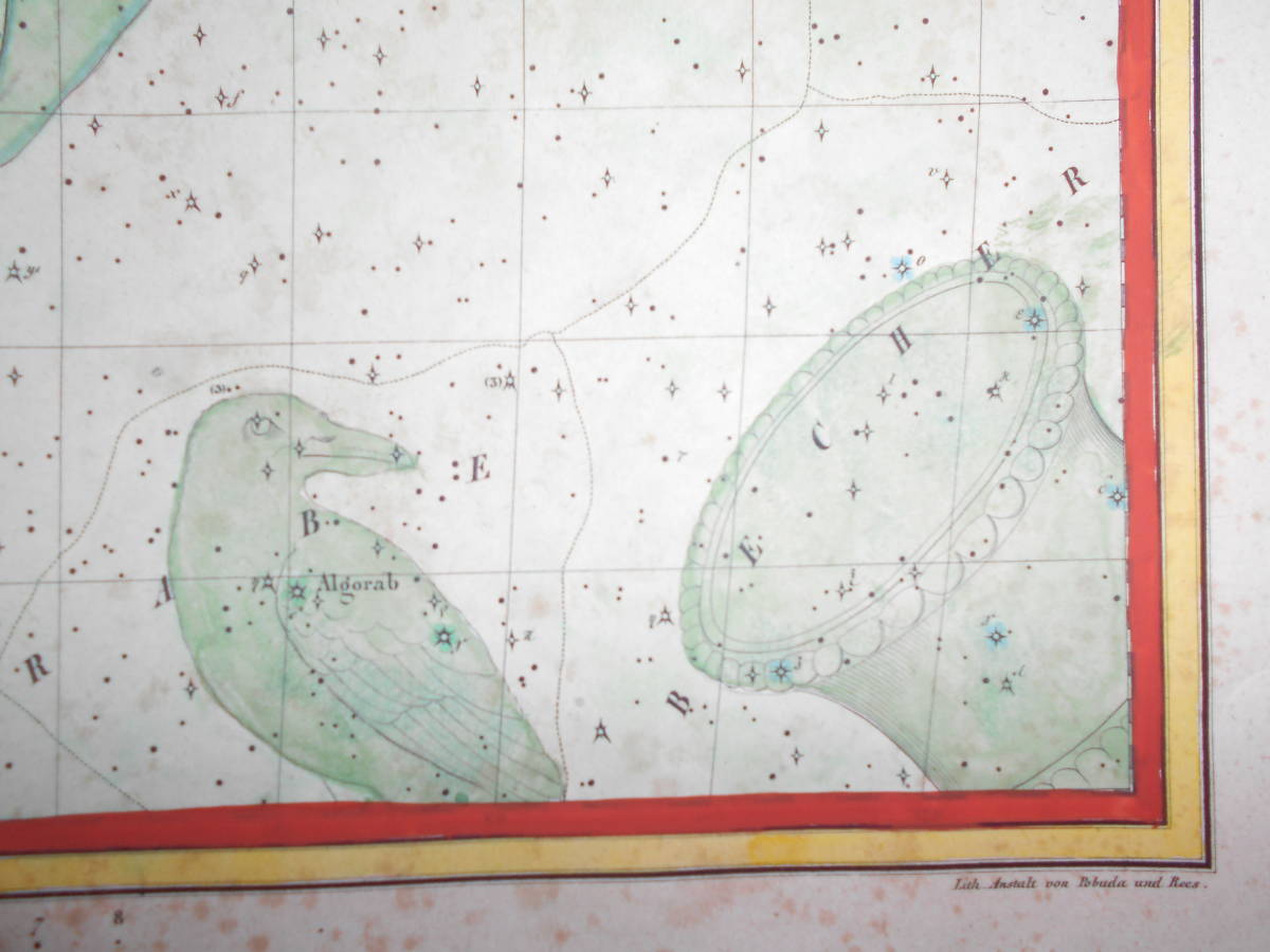 即決1835年ドイツ『ホッフマン星図第8図』星座早見盤、天文暦学書、アンティーク、Astronomy, Star map, Celestial  chart, Planisphere