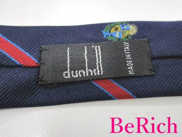 美品 ダンヒル dunhill ネクタイ ネイビー 紺 マルチ カラー シルク 絹 ロゴ ビジネス スーツ 小物 【中古】 bh1795_画像2