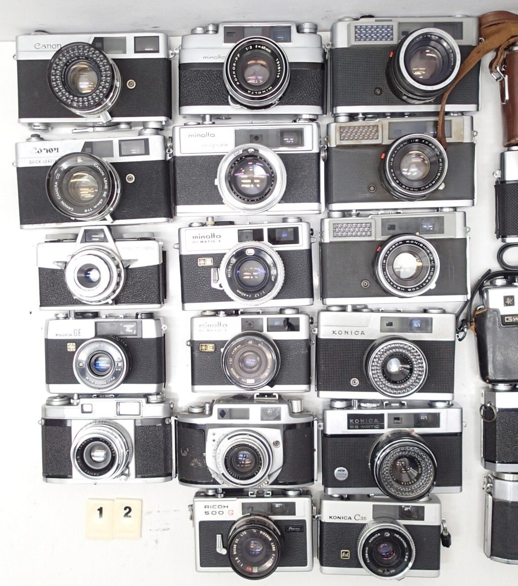M12D 大量 ２８個 フィルム カメラ コンパクト レンジファインダー キャノン コニカ ヤシカ ペトリ リコー Aires フジカ 等 ジャンクの画像2