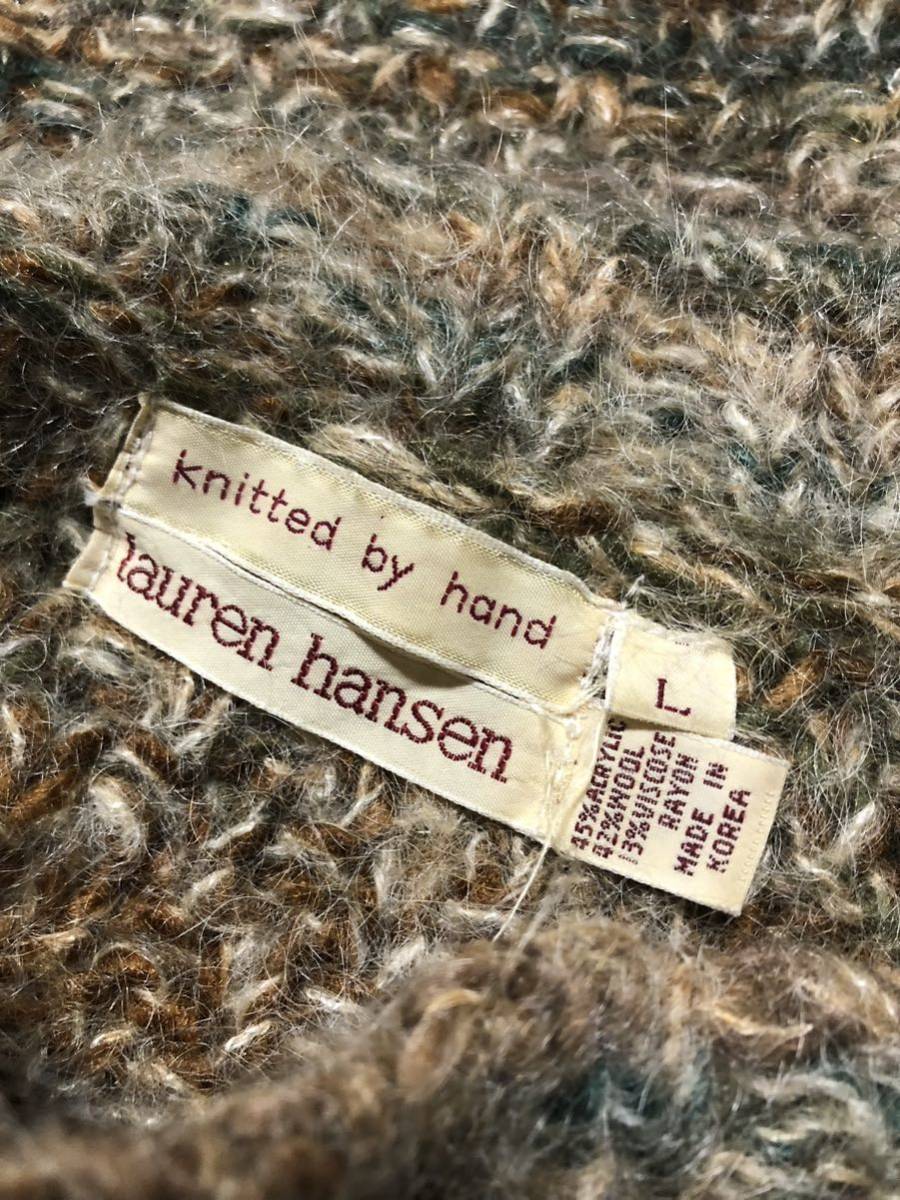 Lauren Hansen HAND KNIT L ウールニット セーター ローレン ハンセン ハンドニット ビンテージ_画像6