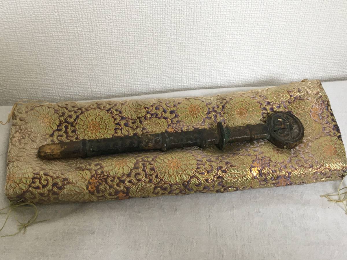古い　宝剣　23.4ｃｍ　古銅　真鍮　草薙の剣　時代物　仏具　法具