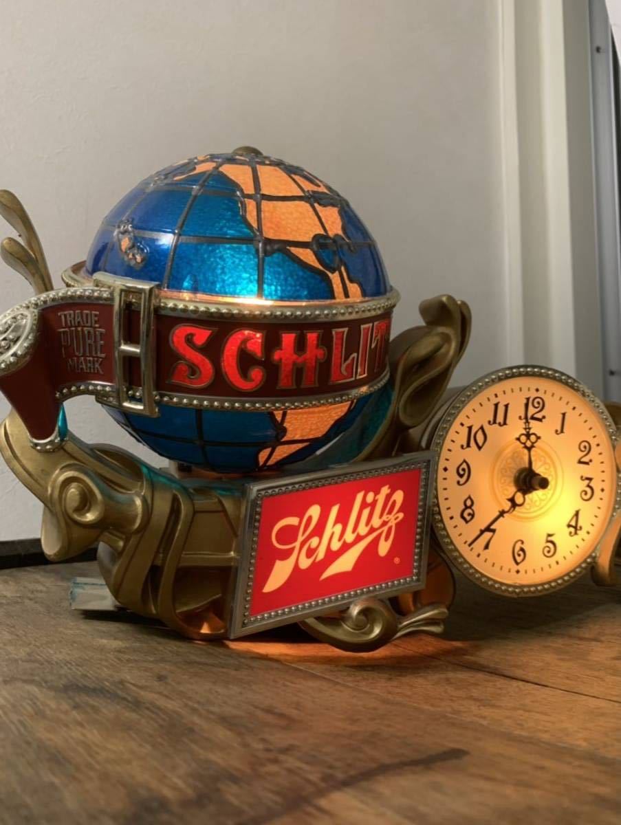 1970’s schlitz ラスト1 激レア アンティーク 時計 卓上ライト 状態良好 照明 インテリア アメリカ ビール ビンテージ 地球儀 置 ランプ_画像3