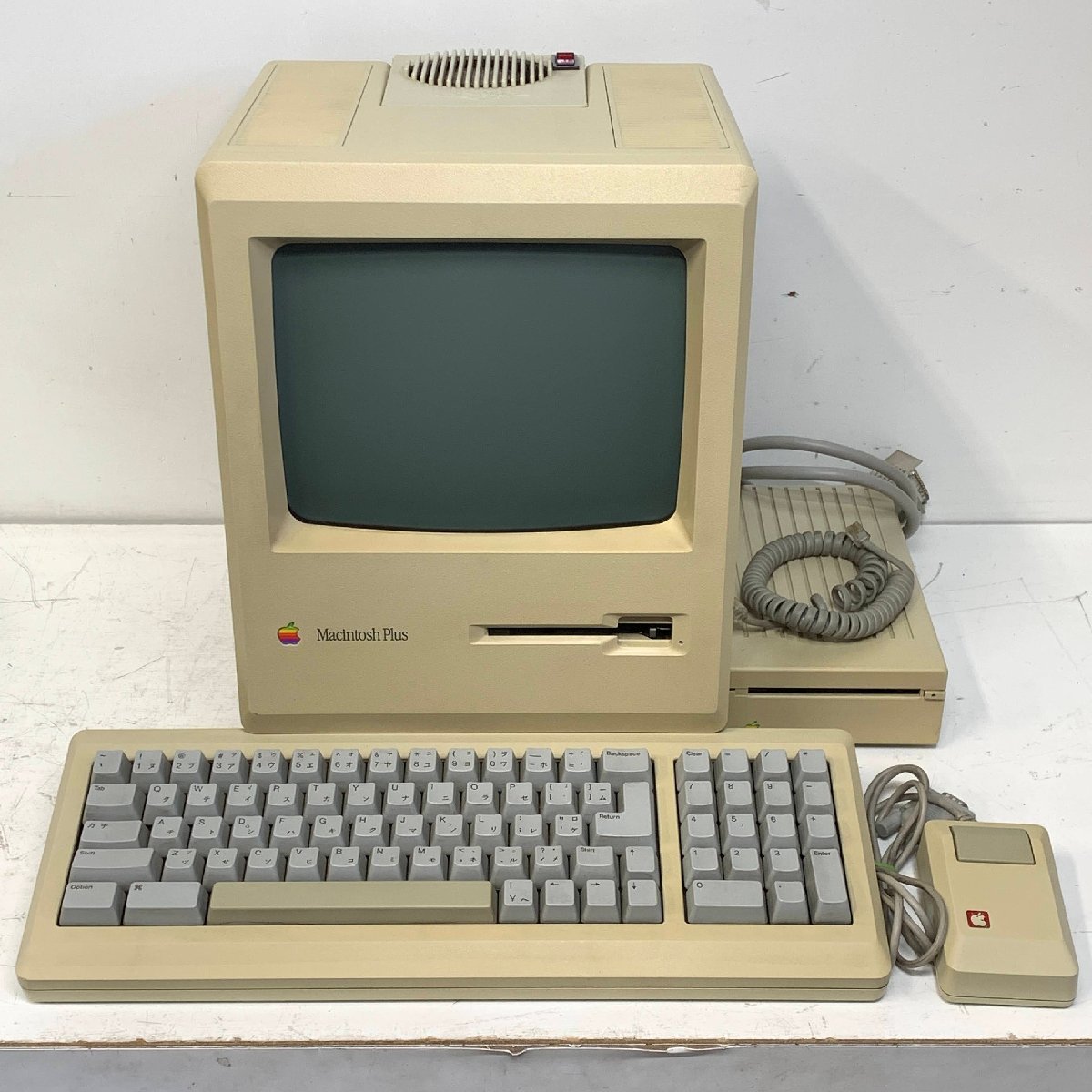 Apple Macintosh Plus M0001A キーボード マウス 外付HDD 起動確認