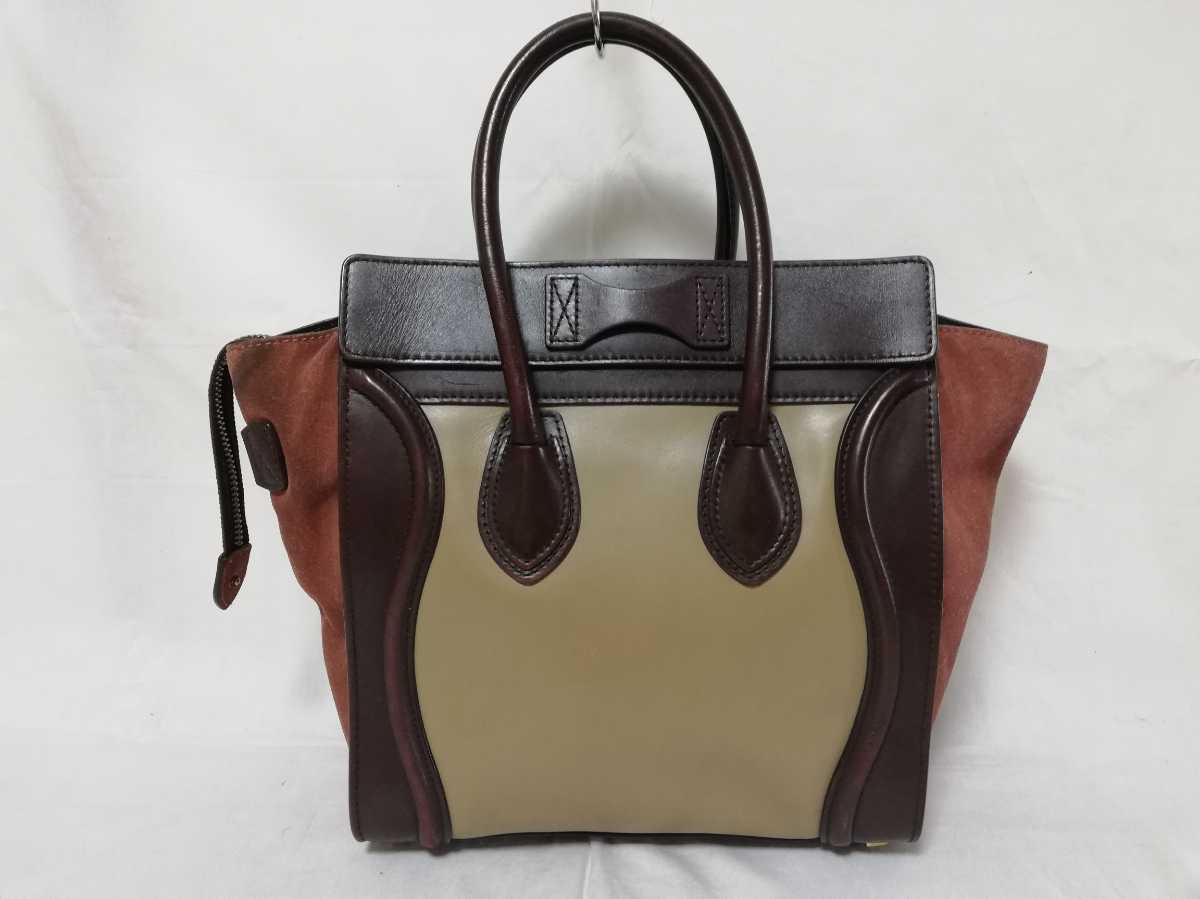 CELINE セリーヌ トートバッグ ラゲージ ショッパー レザー スエード