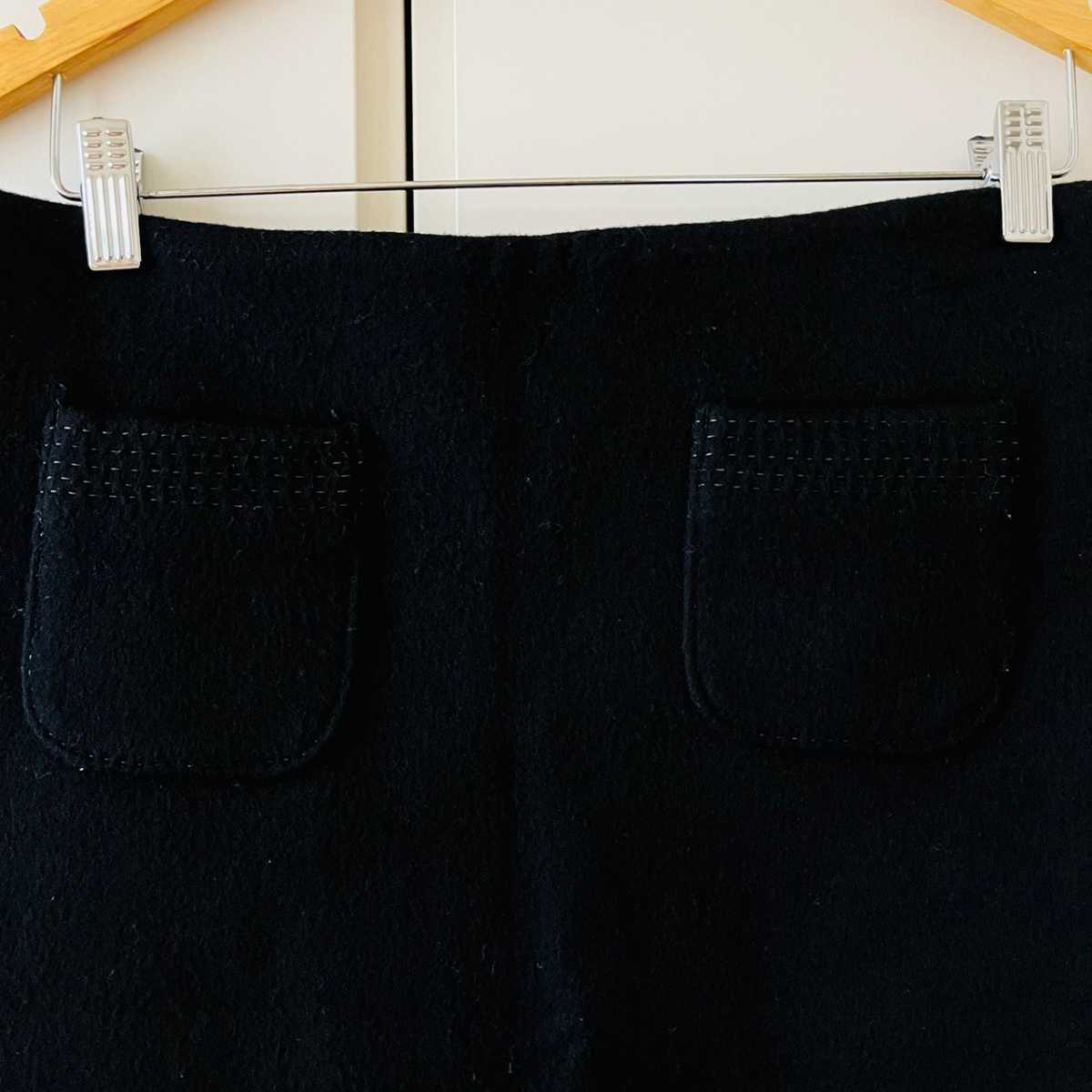 H1553cL 日本製《ESTNATION エストネーション》サイズ40 (L位) ミニスカート ウールスカート ウール100% ブラック 黒 秋冬 台形スカート_画像6