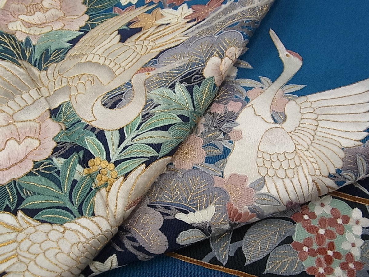 Yahoo!オークション - 平和屋着物□訪問着 総刺繍 蘇州刺繍 飛鶴花文