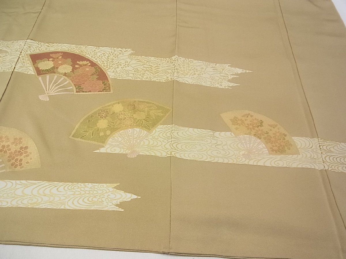 平和屋着物■豪華色留袖 駒刺繍 扇面花文 金彩 逸品 km1179の画像5