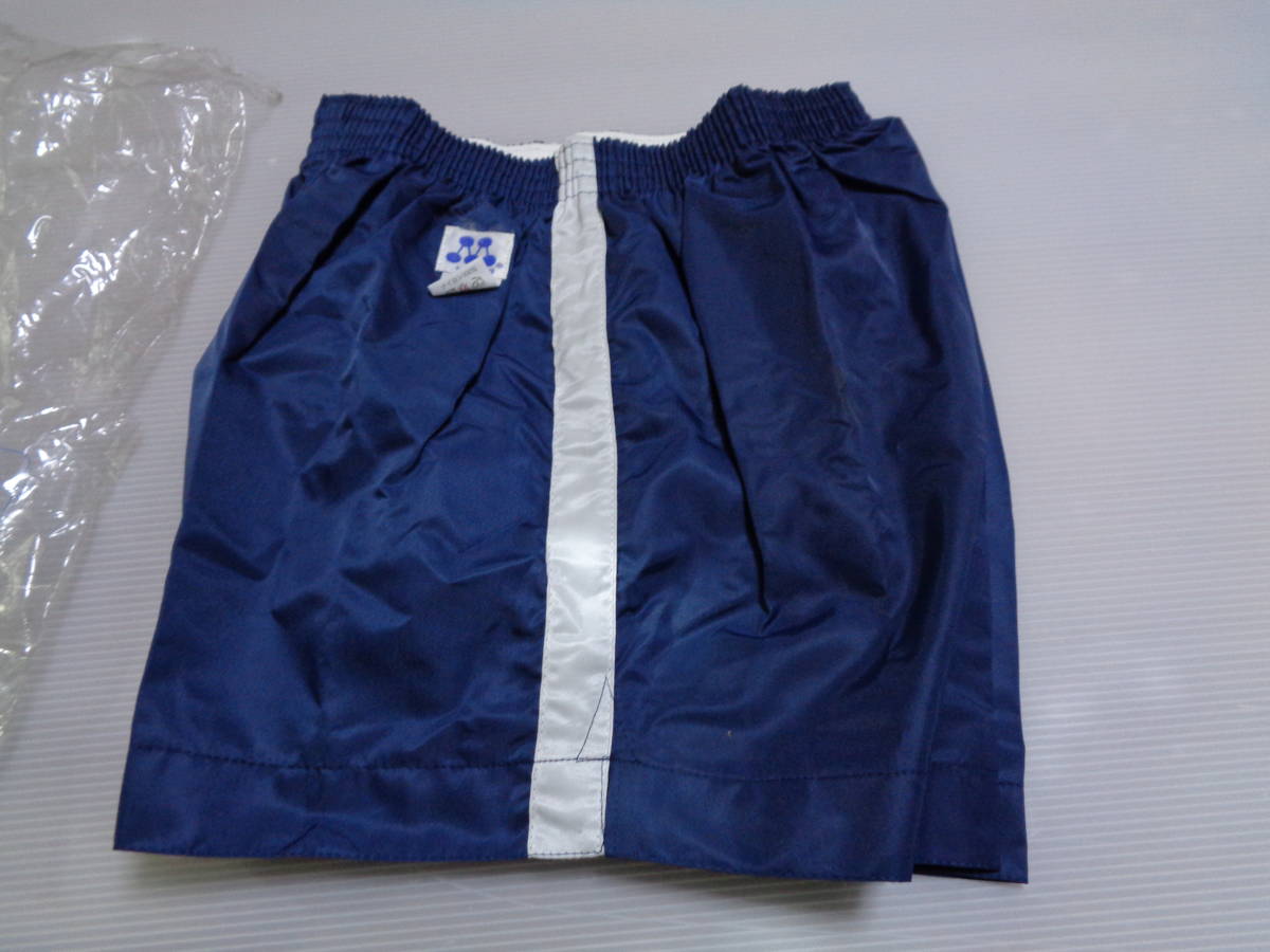 W84 navy blue × white CP-2-1 malta maru ta nylon 100% short bread short pants gym uniform gym uniform Showa Retro unused 