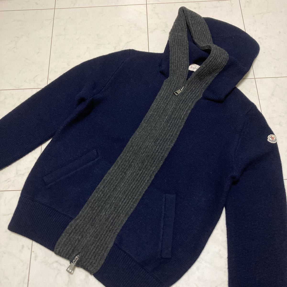 MONCLER/モンクレール ニットジップパーカー ネイビー M 美品(中古)の