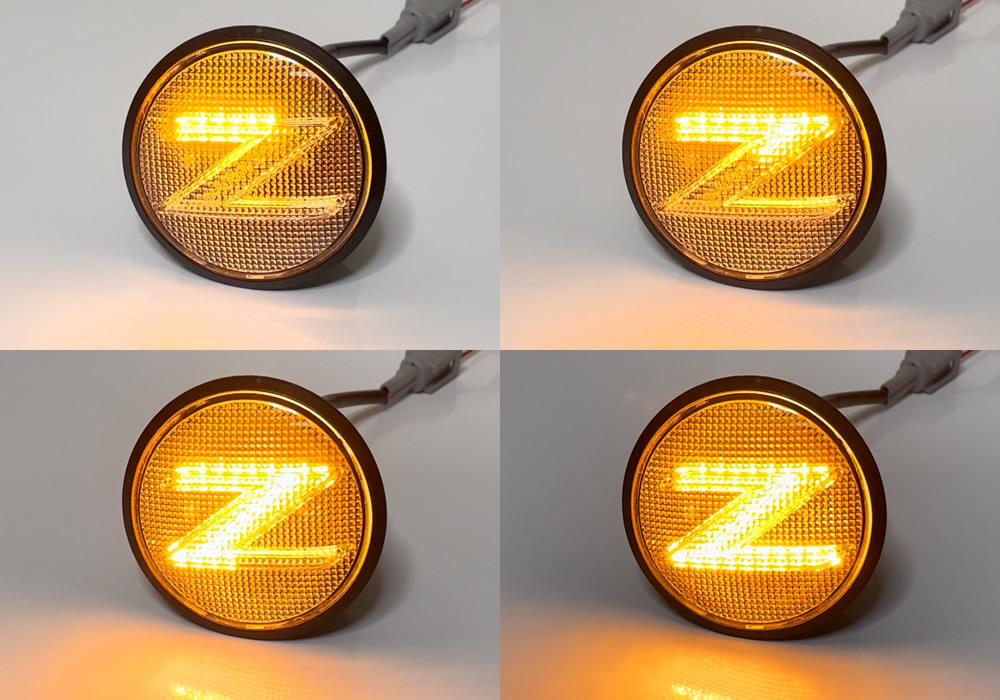 Z34系 フェアレディZ 流れるウインカー Zマーク シーケンシャル LED サイドマーカー クリア 交換式 ロードスター NISMO エンブレム_画像3