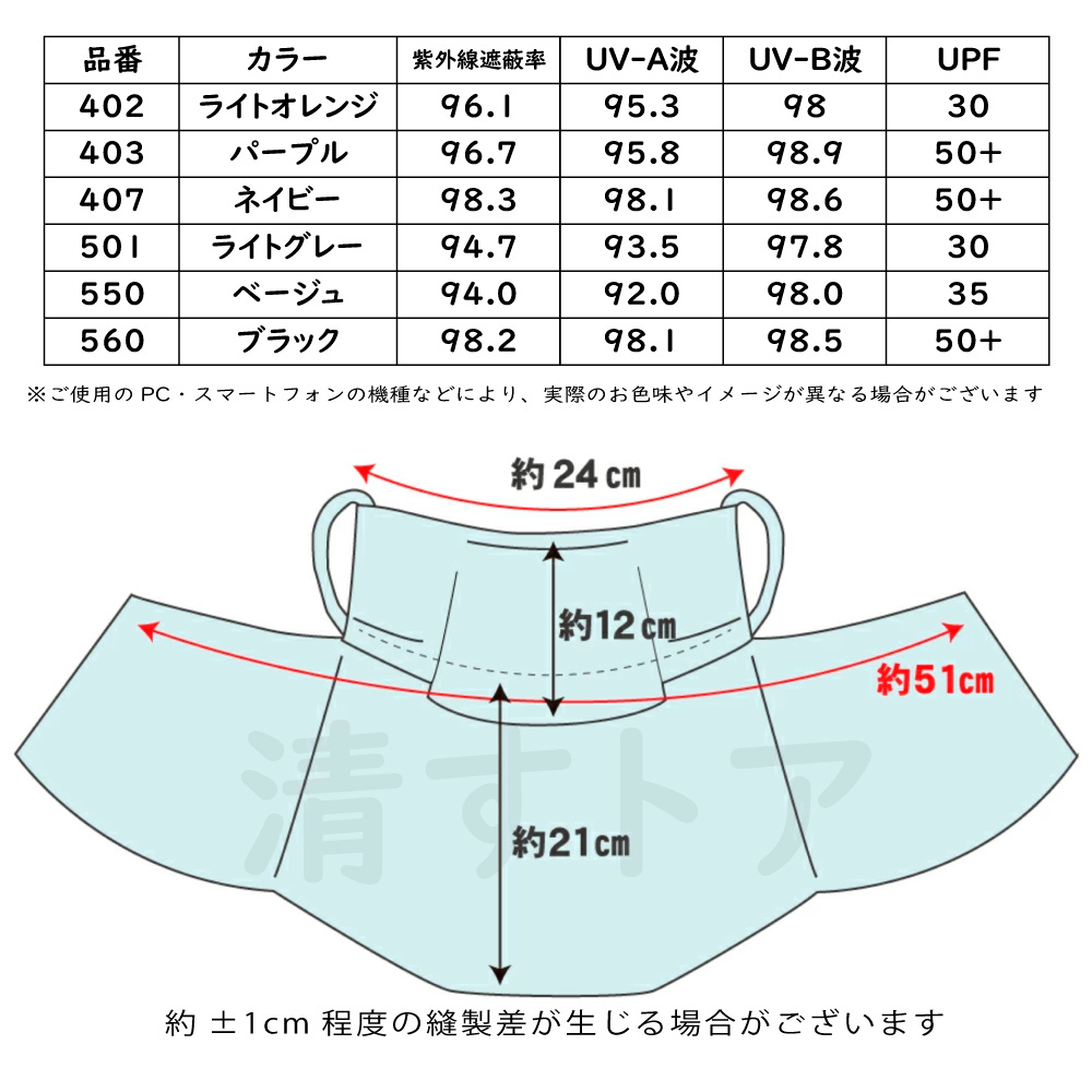 (メール便) ヤケーヌ スタンダード ライトオレンジ 402 日焼け防止 UVカットマスク_画像7