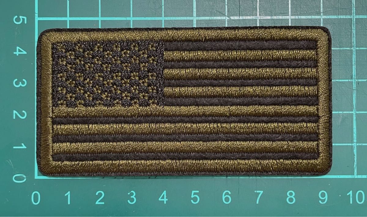 アメリカ国旗◇アーミーグリーン◇ミリタリー◇アイロンワッペン◇刺繍ワッペン アメリカ国旗 合衆国 アメリカ 米国