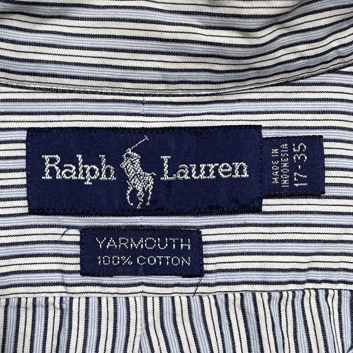 【人気アイテム】ラルフローレン Ralph Lauren 長袖 BD シャツ 17-35サイズ ブルー ホワイト ストライプ ビッグシルエット 刺繍ポニー 23-2