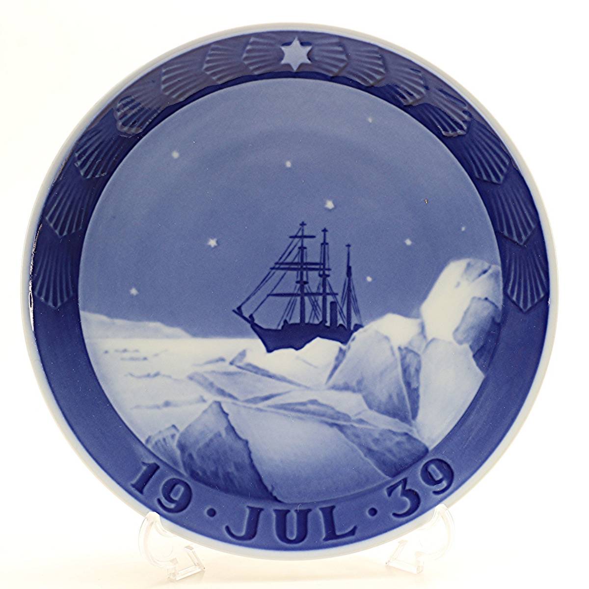 1939年 ロイヤルコペンハーゲン イヤープレート「流氷の海を航行する帆船」 北欧 デンマーク の 陶磁器 wwww8