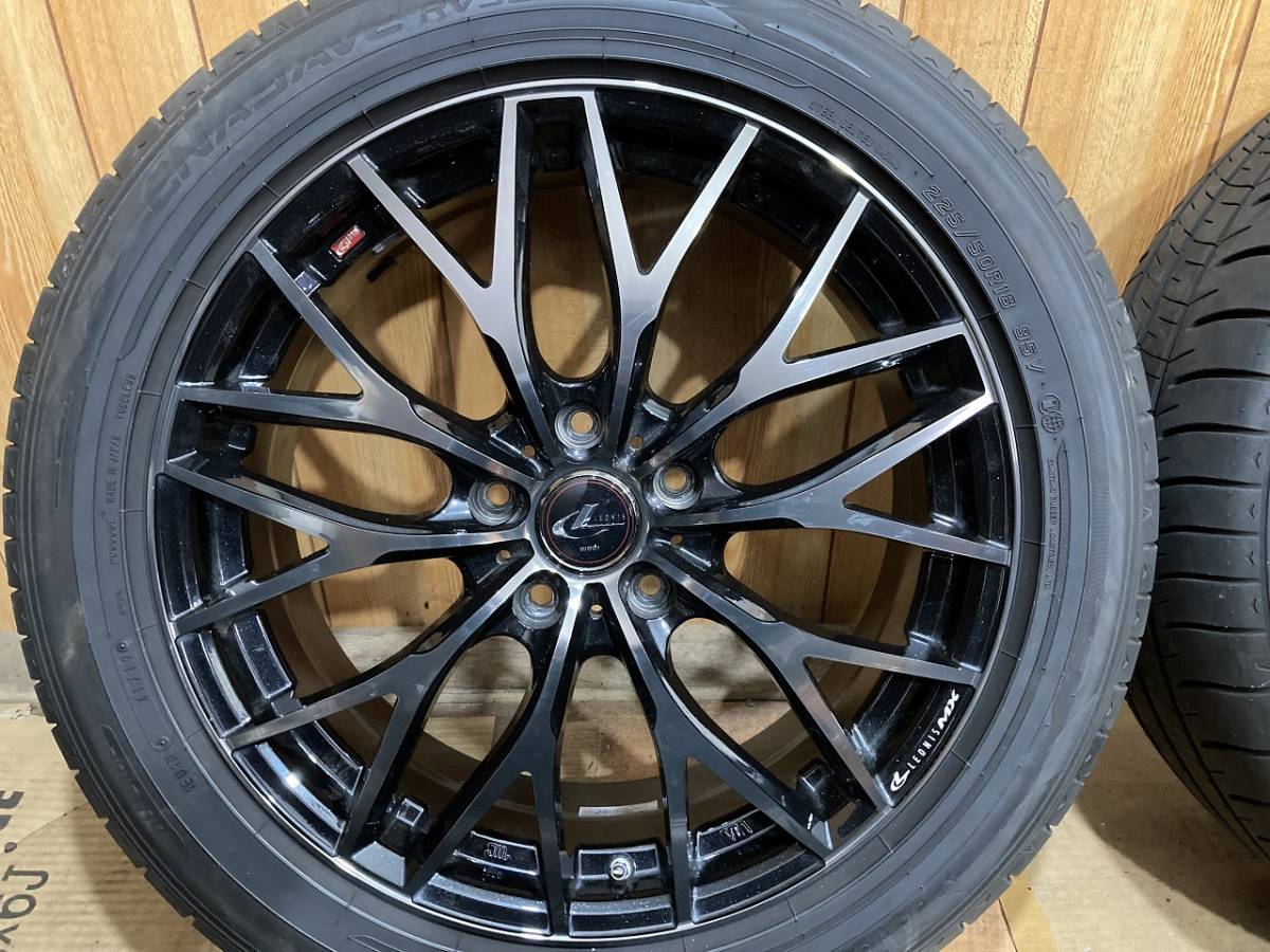 WEDS ウェッズ レオニス MX 18×7J 5穴 PCD114.3 オフセット +53 ダンロップ ENASAVE RV505 225/50R18 9分山 19年製 4本 札幌近郊引取OK_画像2