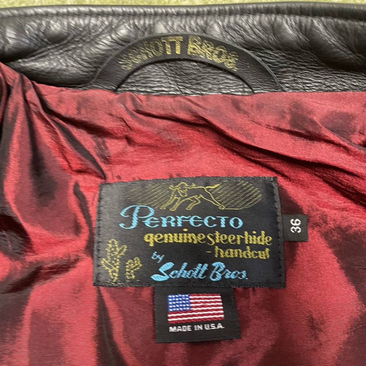 Schott 7165 Single Riders Jacket 36 Cowhide Black Lether New EASY