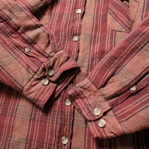 90's 00's ベーシックエディション チェック 中綿 ネルシャツ (3XL位) エンジ シャツジャケット 90年代 旧タグ オールド ビッグサイズ Y2K_画像7