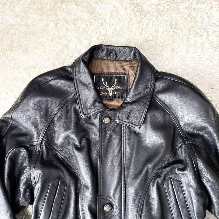 SALE/71%OFF】 レザーコート L ディアスキン 黒 裏地総柄 o1saude.com.br