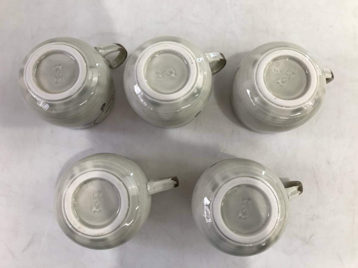 HG3836 陶器製 茶碗蒸しセット 蓋付 5客 スプーン付き マグカップ風 陶印あり 和食器 器 箱ありの画像8