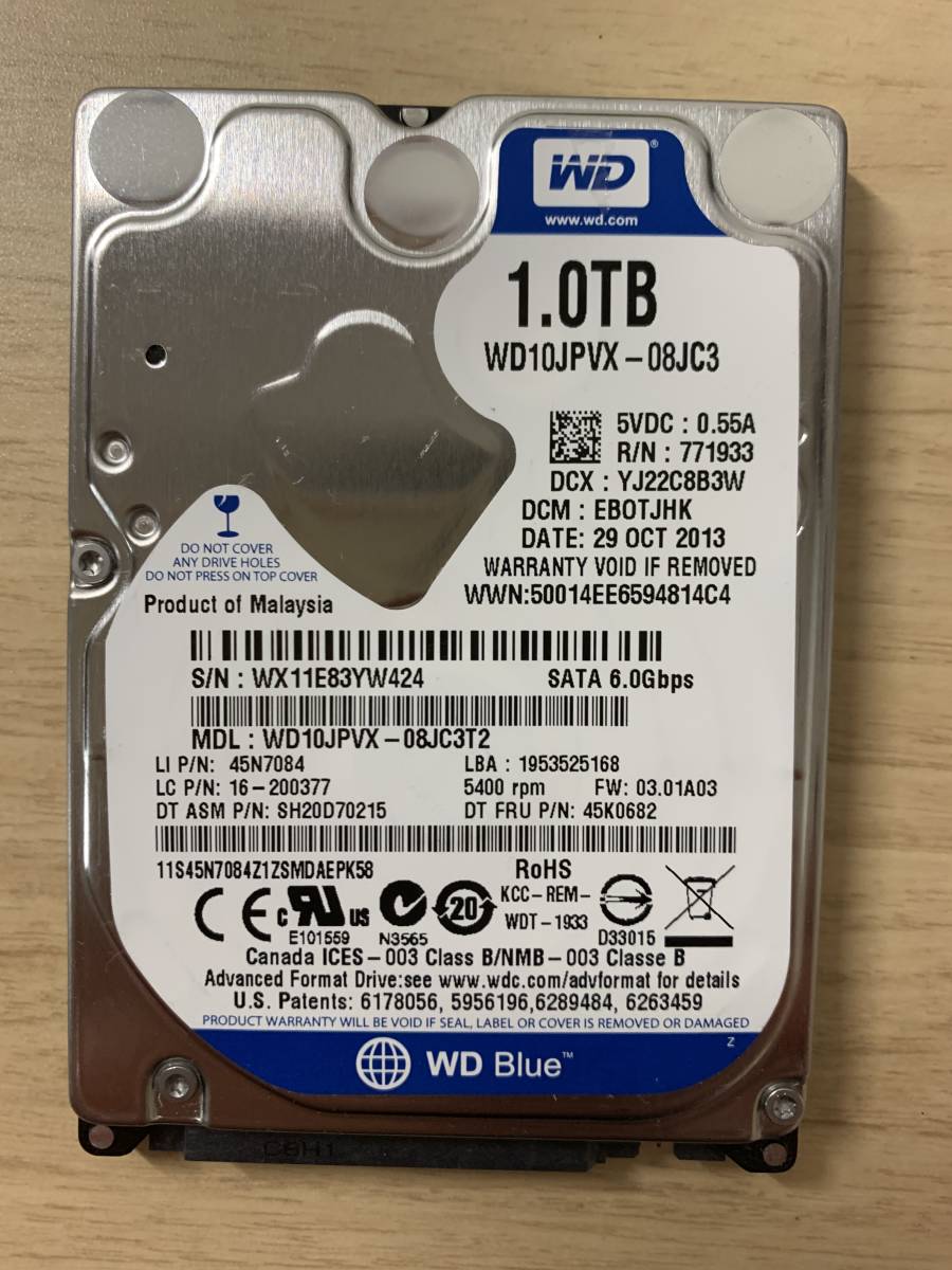 外箱不良宅配便送料無料 WD 2.5インチ ハードディスク 1TB(1000GB