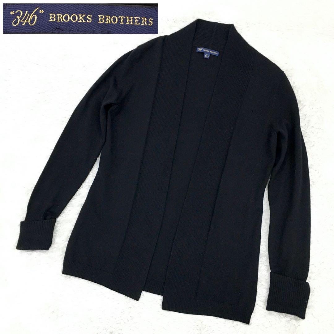 346 BROOKS BROTHERS ブルックスブラザーズ ニットカーディガン 羊毛 メリノウール ボタンレス サイズS 黒_画像1