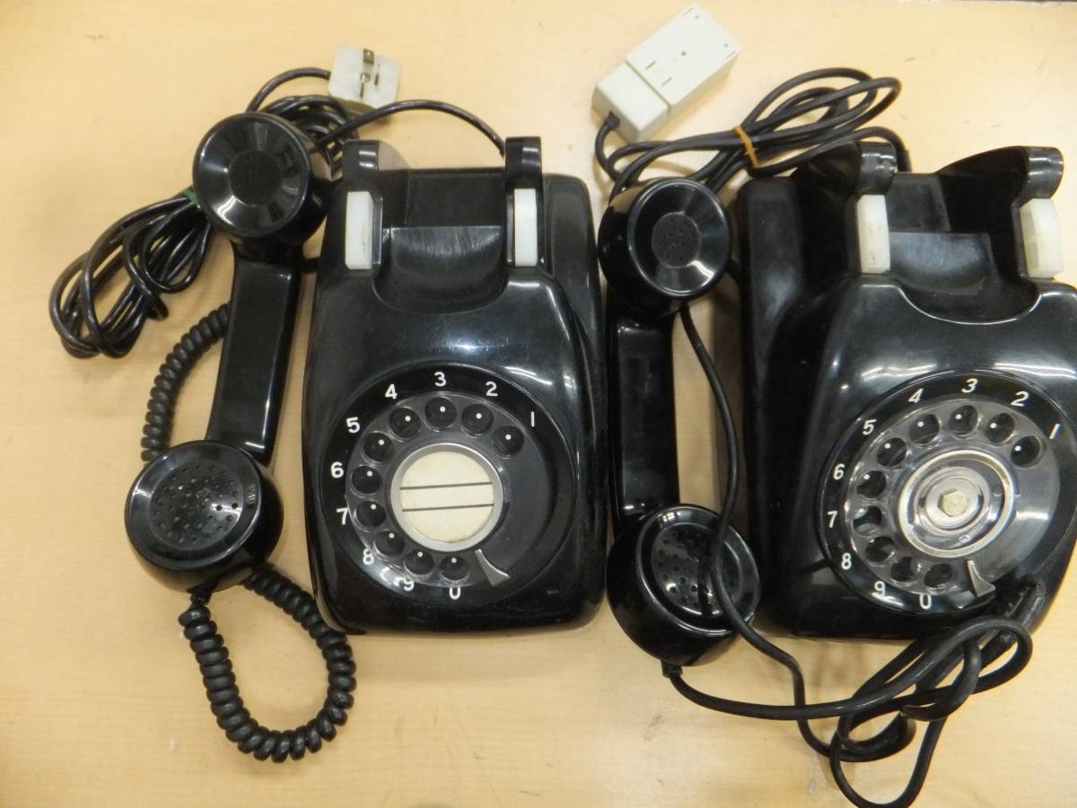  used Junk black telephone dial type Showa Retro 5 pcs together [1-590] ②* free shipping ( Hokkaido * Okinawa * remote island excepting )*