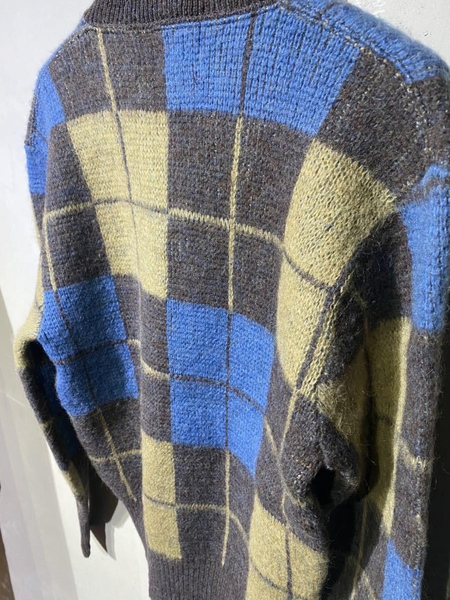 【即決】60s NATIONAL mohair knit モヘア ニット セーター ウール アーガイル柄 総柄 古着 ヴィンテージ ビンテージ_画像5