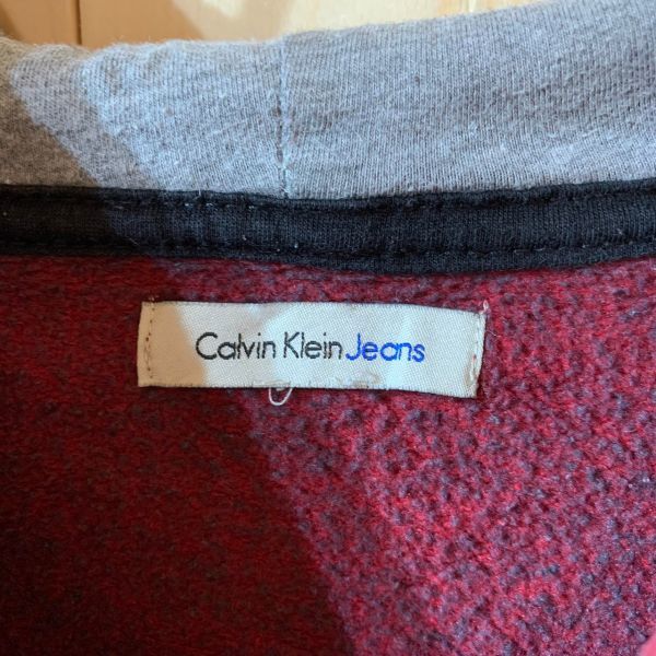 [KWT3028] CalvinKleinJeans with a hood . Parker men's red marble XL 60