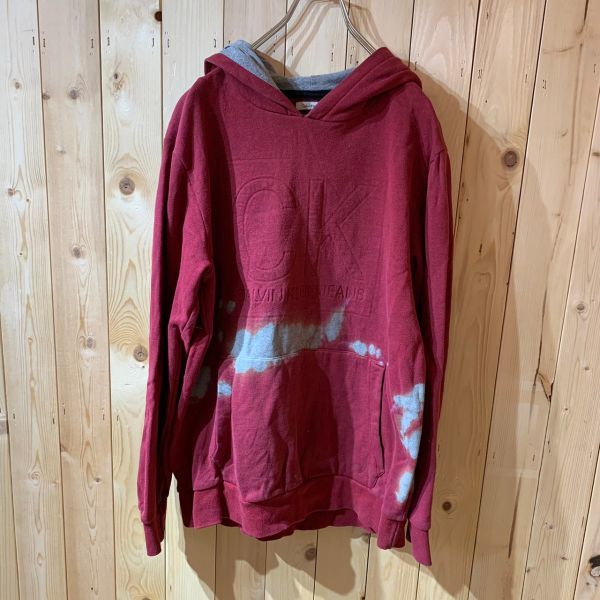 [KWT3028] CalvinKleinJeans with a hood . Parker men's red marble XL 60