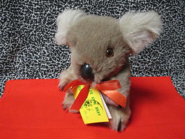 *BLUE GUM BABY KOALA Morlle koala soft toy real red ribbon Australia tag equipped 