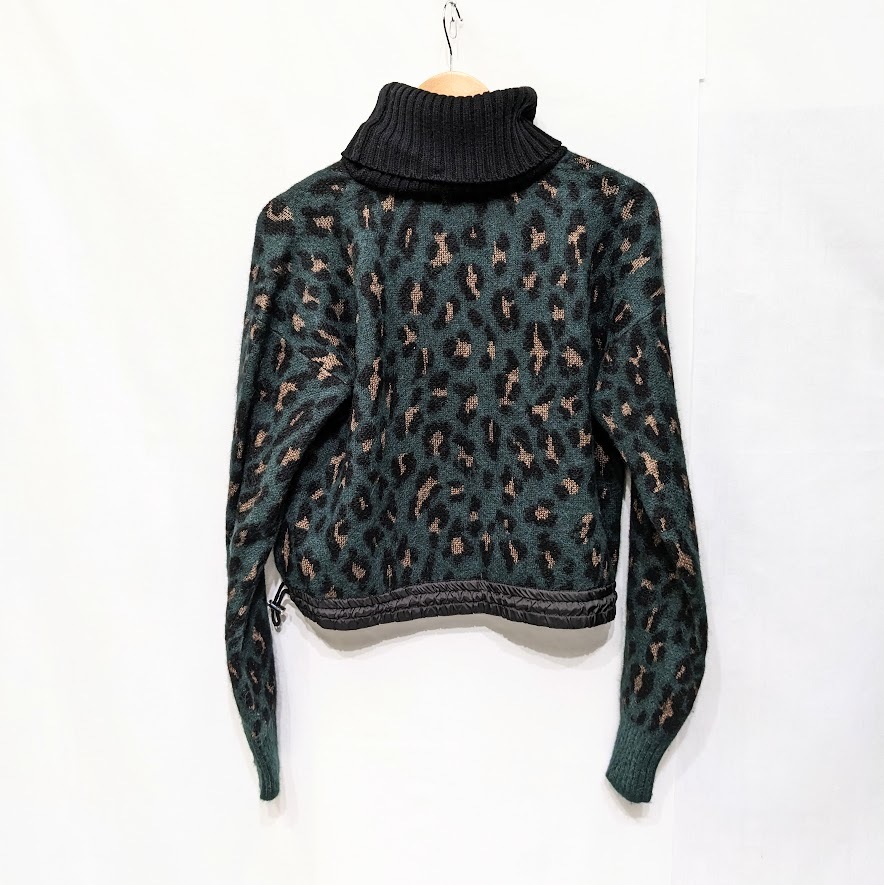 sacai Leopard Pullover 定価￥57.000+Tニット 裾ドローコード レオパード ヒョウ柄 アルパカ混 19-04554 タートルネック サイズ1_画像2