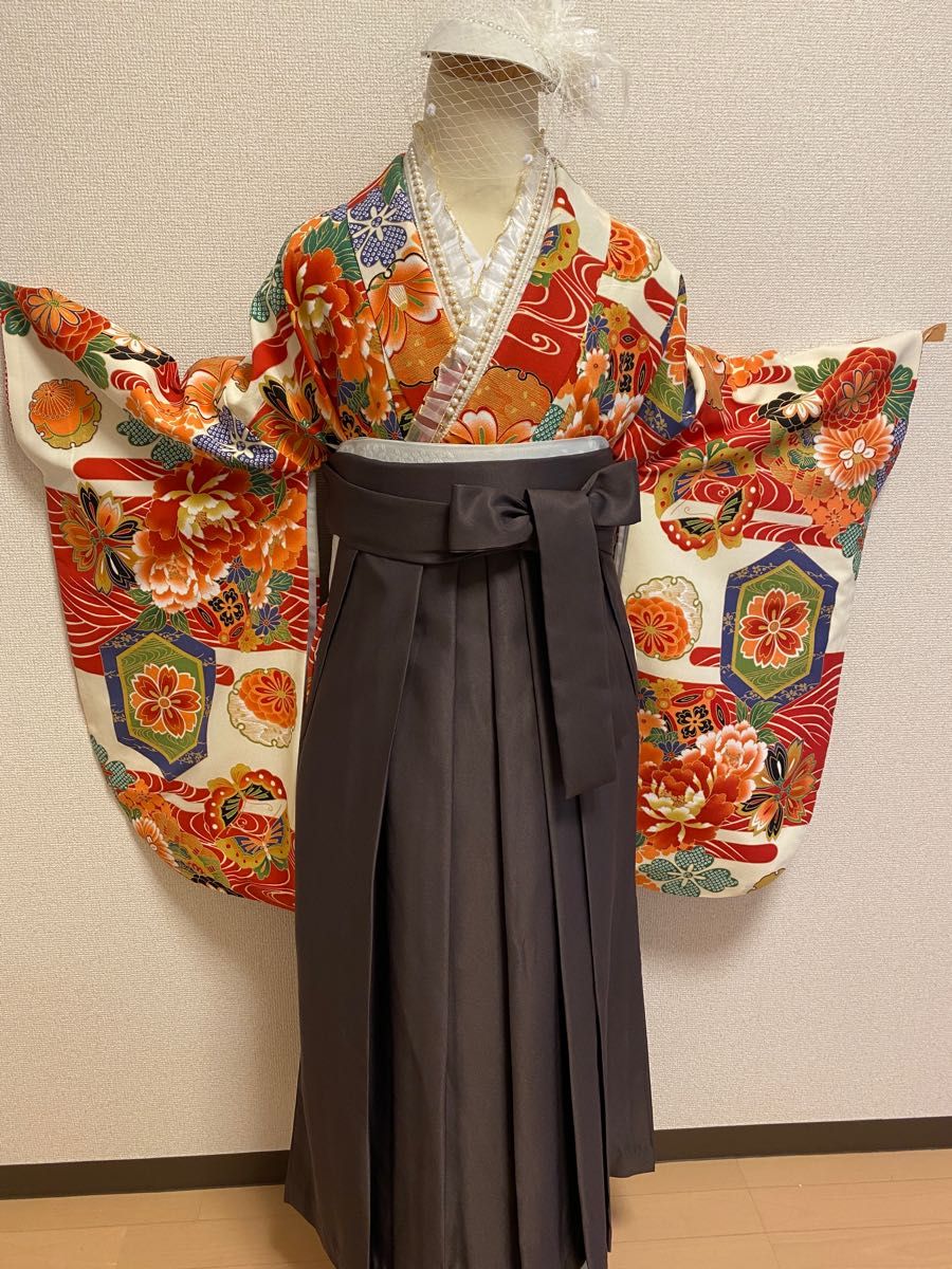 幅広type 卒業式 新品 未使用 高級、➂点セット二尺袖 女袴 長襦袢