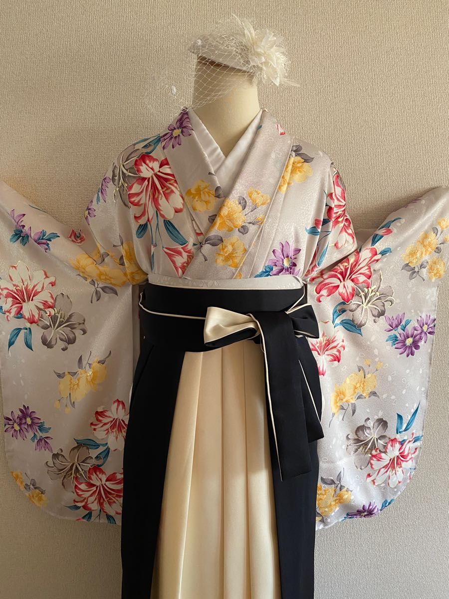 卒業式 新品 未使用 高級、点セット二尺袖 女袴 長襦袢