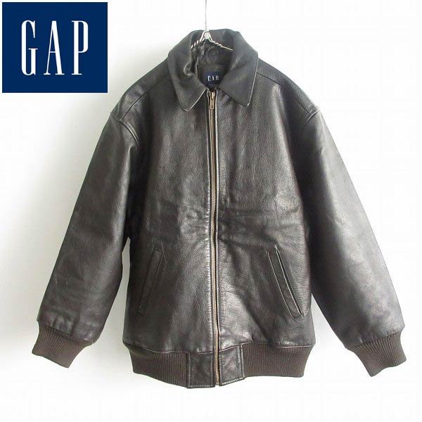 90s GAP オールドギャップ レザージャケット メンズM程度 ダーク