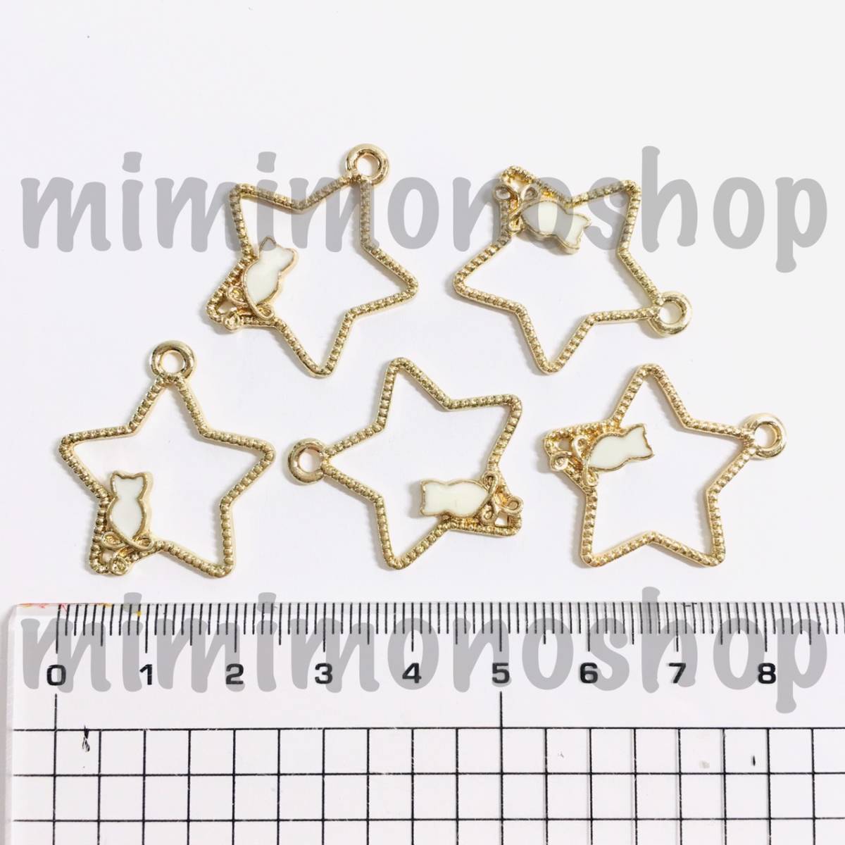 ｈ150 ★新品★即決★チャーム【レジン 空 枠 型 宇宙 / 白猫 星 5個 /ゴールド】ハンドメイド アクセサリー 金属 パーツ 資材 素材 材料_画像1