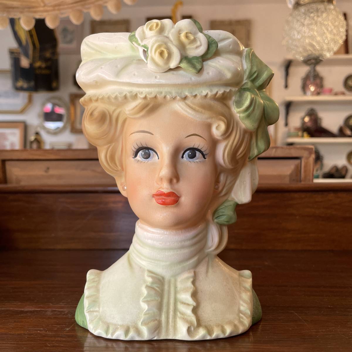 貴重Big!50's 美しい西洋女性の花瓶 アメリカアンティークUSA雑貨