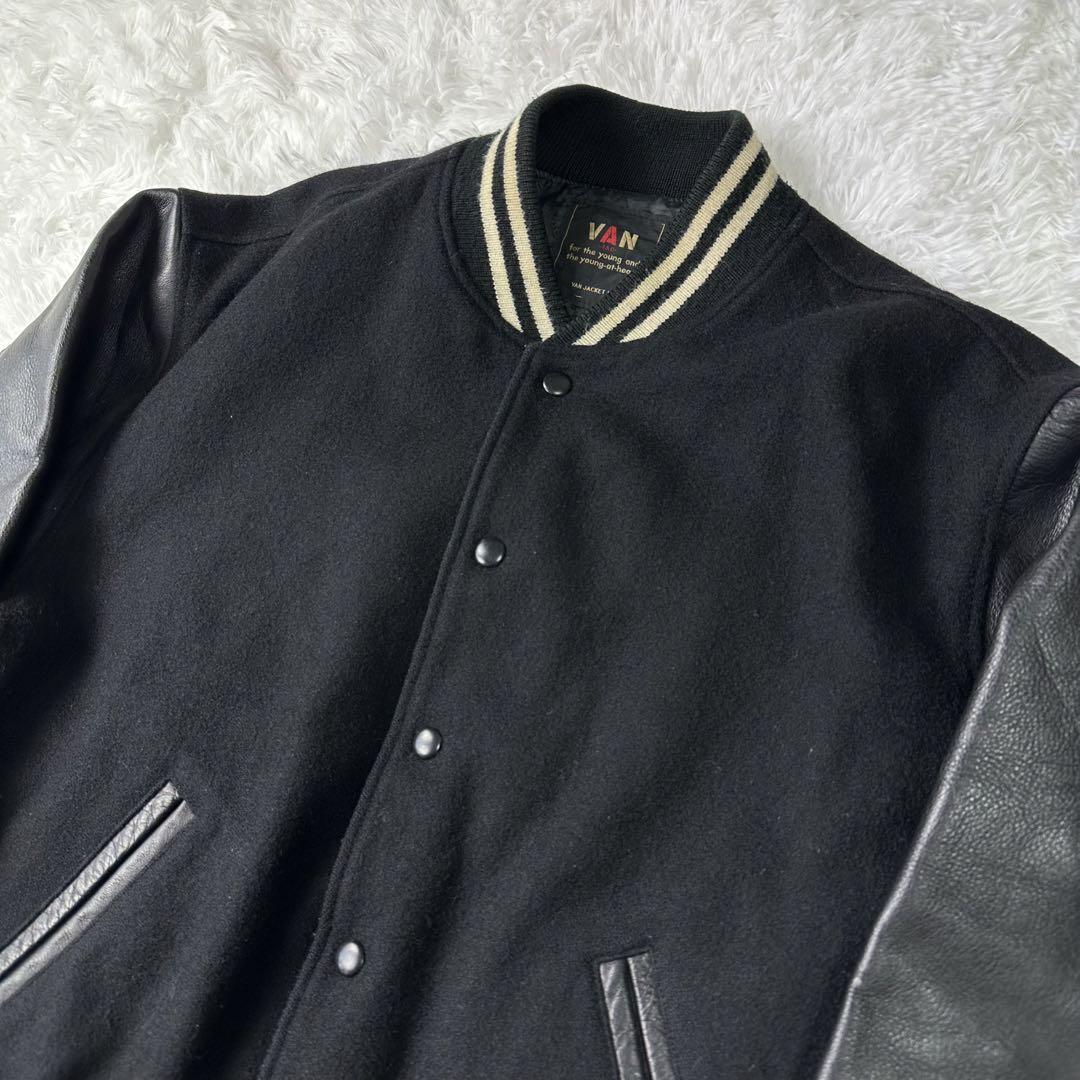 激レア】VAN JACKET スタジャン 黒×黒 袖レザー Lサイズ オンライン