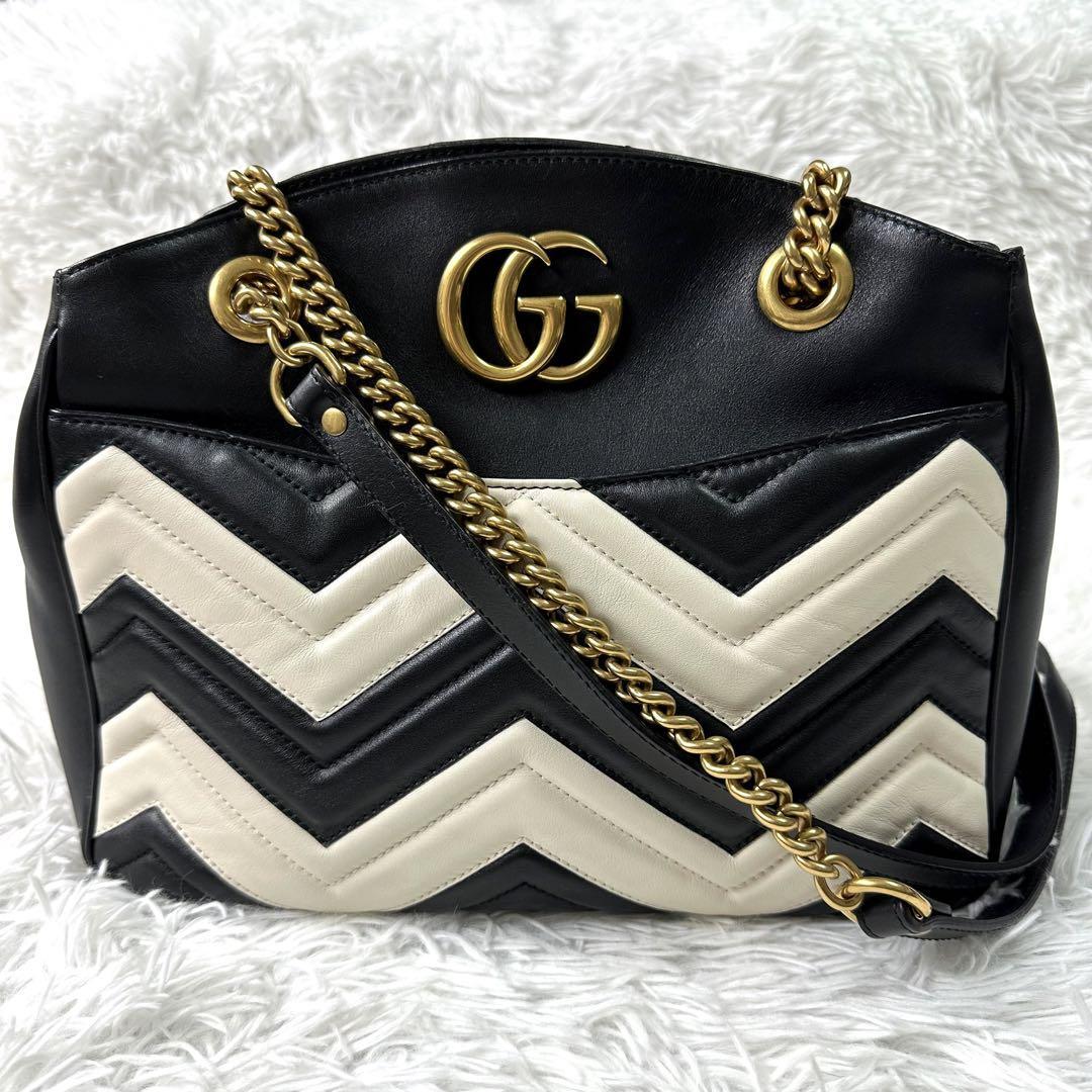美品】GUCCI GGマーモント キルティング チェーンショルダーバッグ