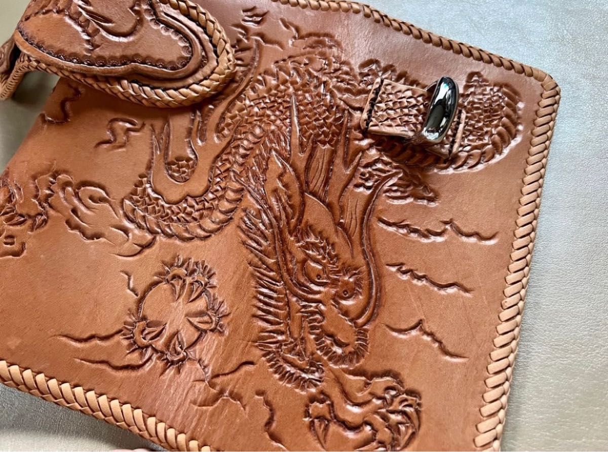 本革長財布 ハンドメイド レザーカービングバイカーズウォレット 本革長財布 ハンドメイド レザーカービングバイカーズウォレット
