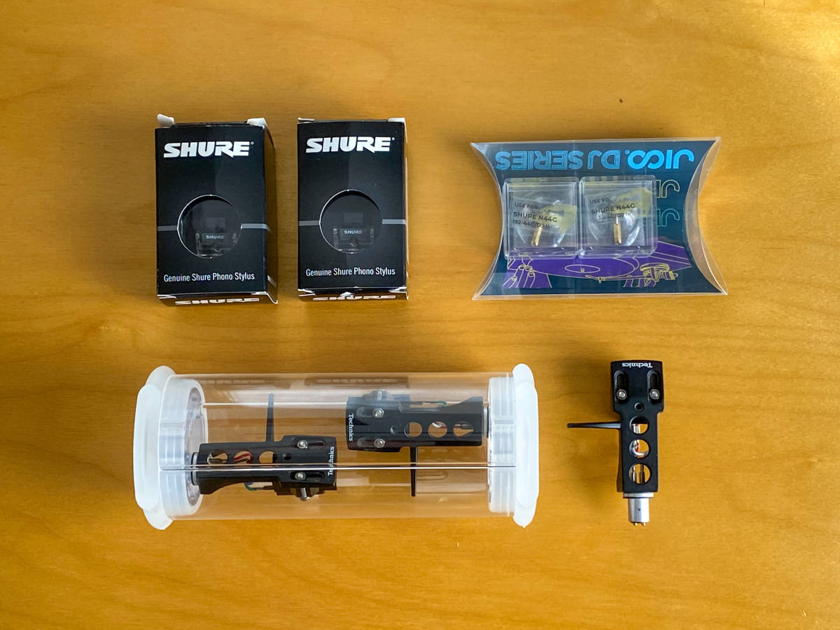 Shure M44G カートリッジ + Technics ヘッドシェル 3個 Shure N44G交換針2個 JICO 交換針2個 合計7点セット