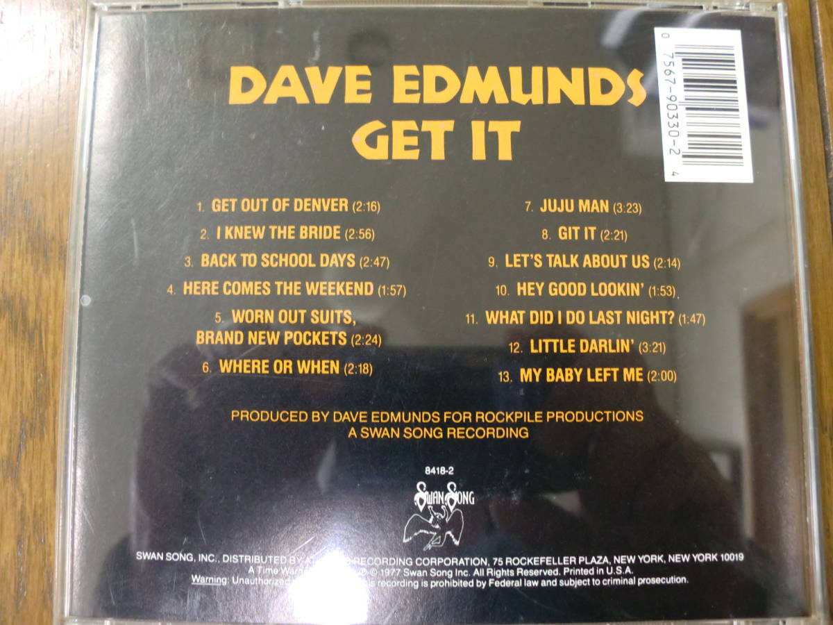 【CD】DAVE EDMUNDS / GET IT 1977 SWAN SONG 輸入盤　ロックンロール　パブ・ロック　パワー・ポップ_画像3