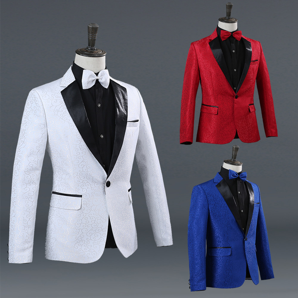 ST02-32c new goods fine quality 2 point red ( red ) suit set floral print cloth 3 color development tuxedo kos prestige costume men's outer garment trousers M L-2XL chairmanship musical performance .