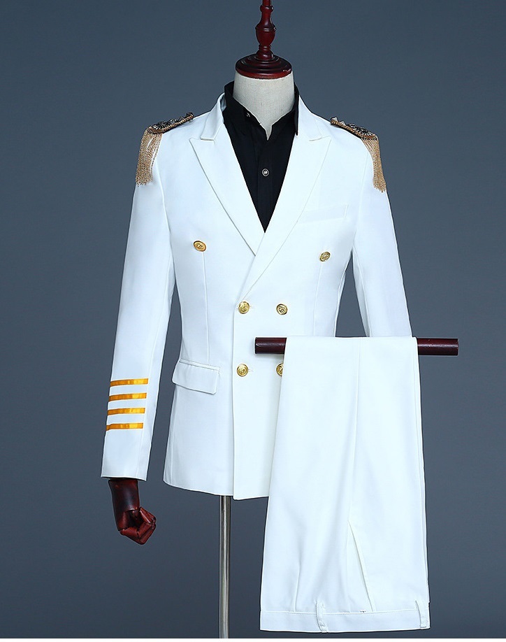 ST02-33a new goods fine quality 2 point white ( white ) suit set . army cosplay 3 color development tuxedo kos prestige costume men's outer garment trousers 3XL-4XL chairmanship musical performance .