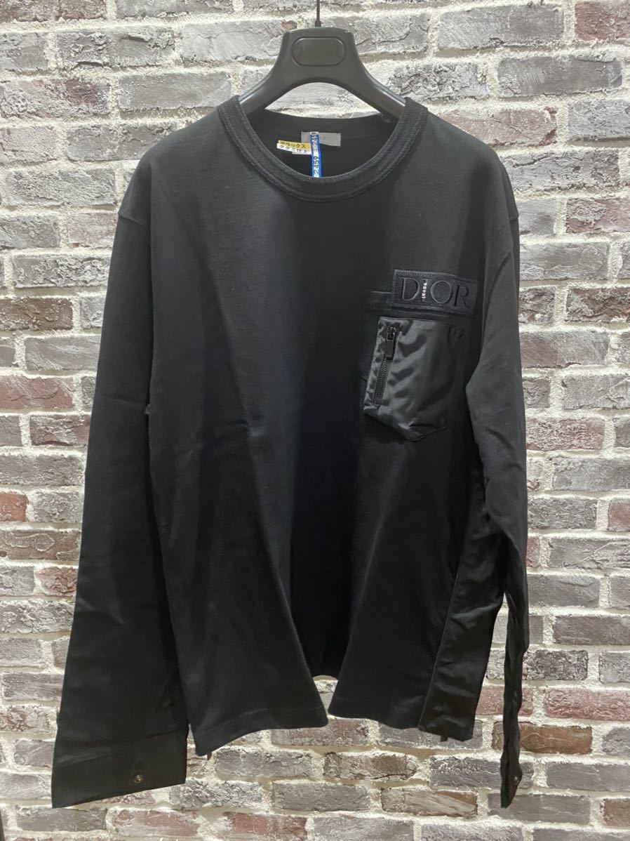 Dior × Sacai コラボ 長袖Tシャツ 黒 XXL ディオール ディオール ブラック オーバーサイズ