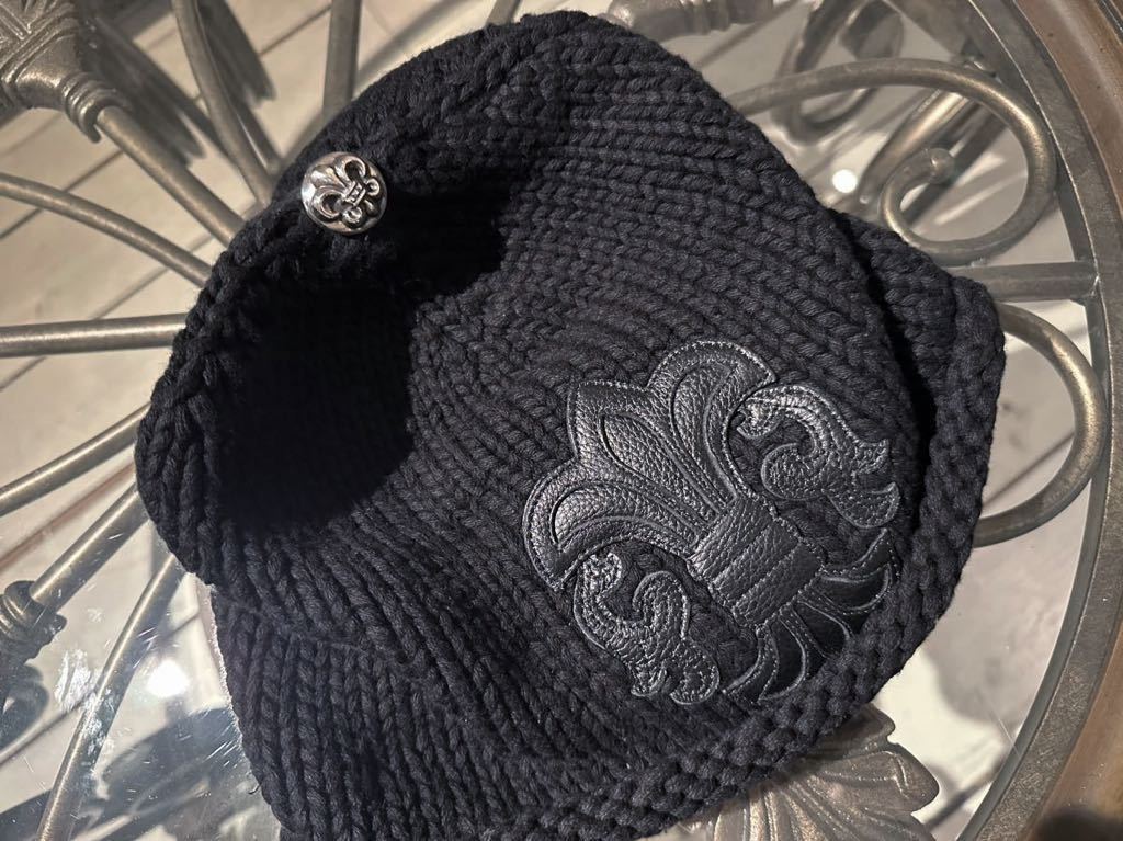 クロムハーツ Chrome Hearts ビーニー キャップ ニット帽 レザー フレアパッチ フレアボール