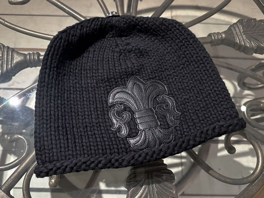 クロムハーツ Chrome Hearts ビーニー キャップ ニット帽 レザー フレアパッチ フレアボール