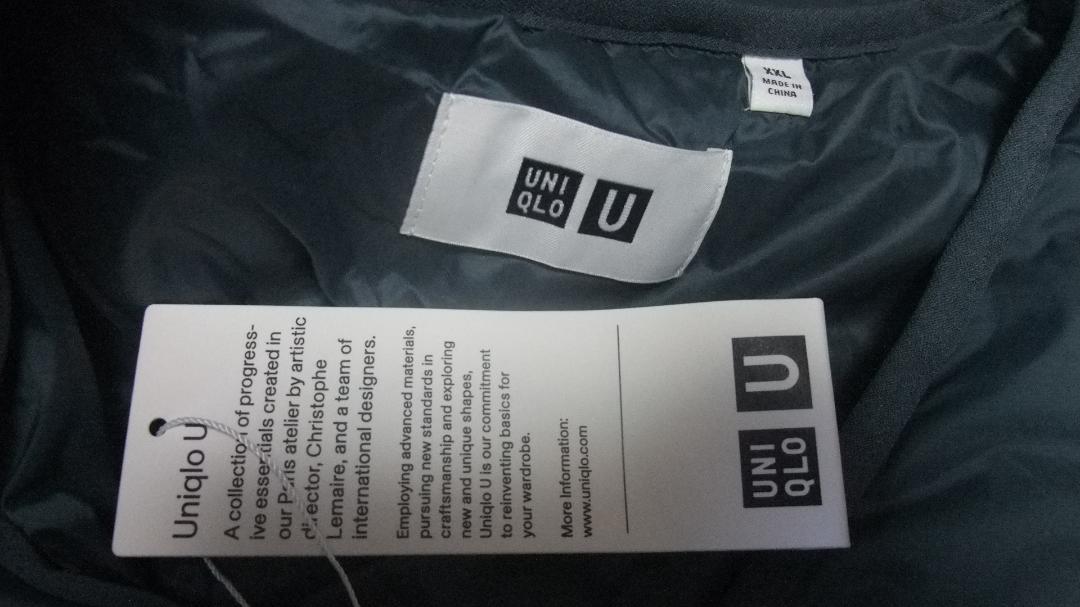 送料無料 新品 uniqlo ユニクロ 胸ポケット 　ダウンジャケット XXL ブルー リサイクルダウン_画像2